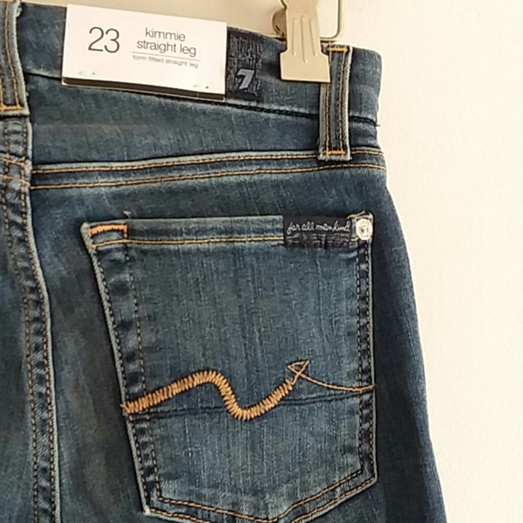 7FAM Jeans Kimmie straight 23 Mexico blue nwt - Picture 4 of 8